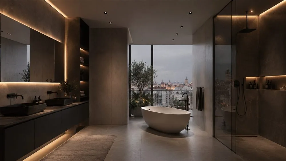 Acabado de azulejos de baño en un piso de Valencia